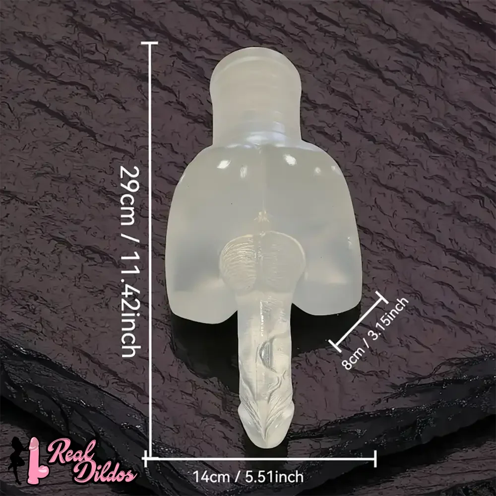 11.42in TPE Transparent Large Size Homosexual Pocket Pussy Dildo