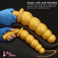 10.62in 14.56in Gold Silicone Anal Plug Dildo With Handle For Love