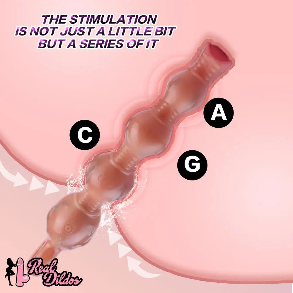 10.5in Big Vibrating Silicone Soft Pulling Beads G Spot Odd Dildo With 3 Motors