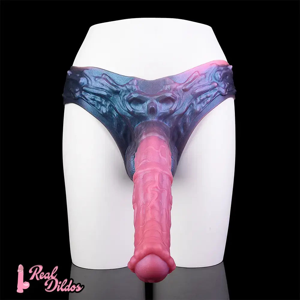 11.02in Horse Cock Hollow Soft Dildo Leather Panty Lifelike Penis Sheath