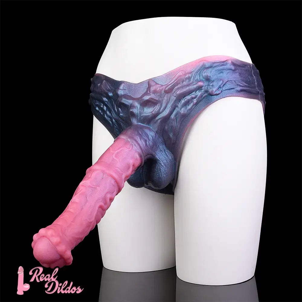 11.02in Horse Cock Hollow Soft Dildo Leather Panty Lifelike Penis Sheath