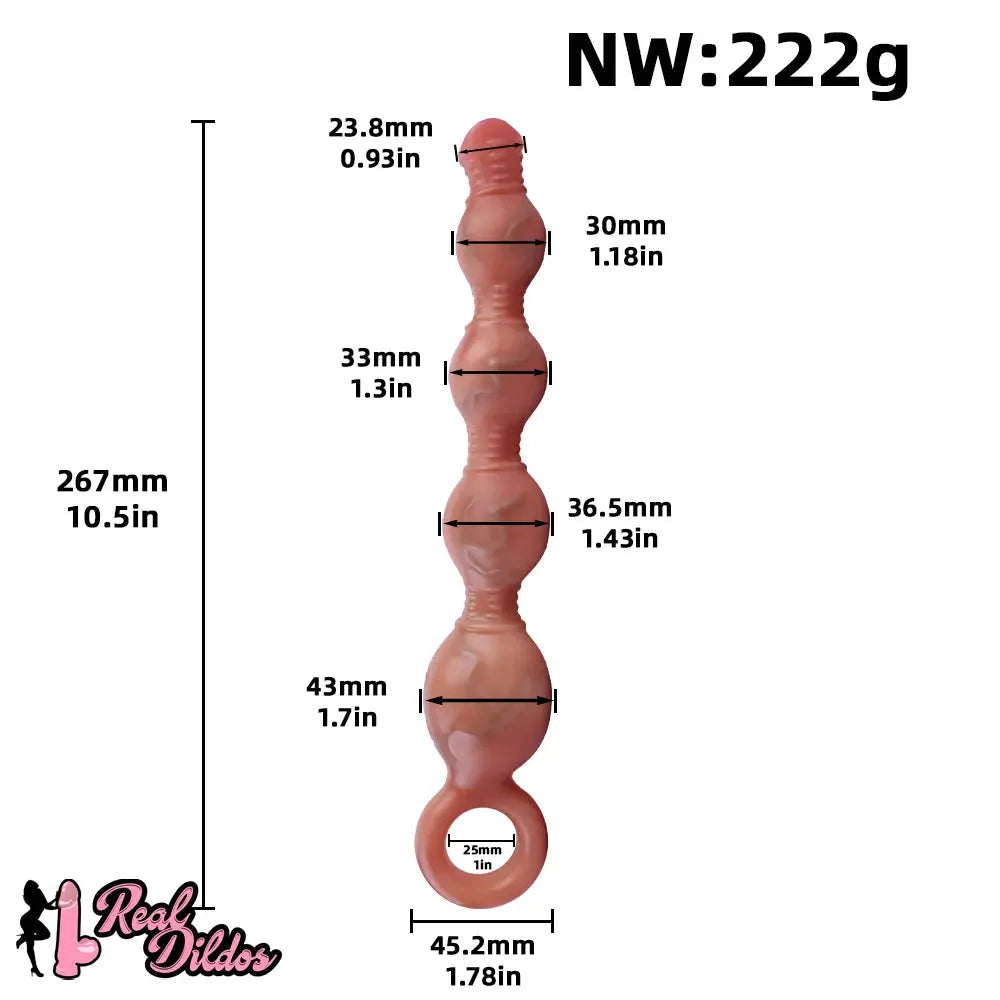10.5in Big Vibrating Silicone Soft Pulling Beads G Spot Odd Dildo With 3 Motors