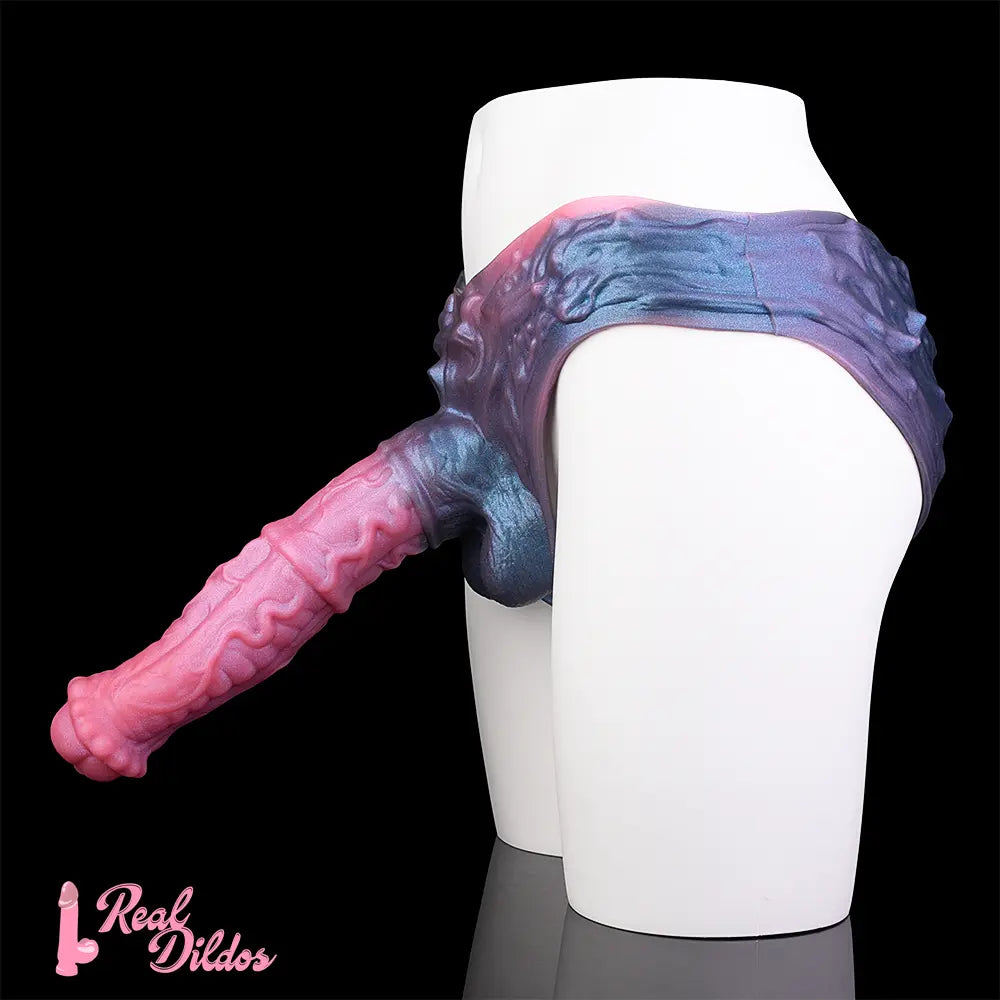 11.02in Horse Cock Hollow Soft Dildo Leather Panty Lifelike Penis Sheath