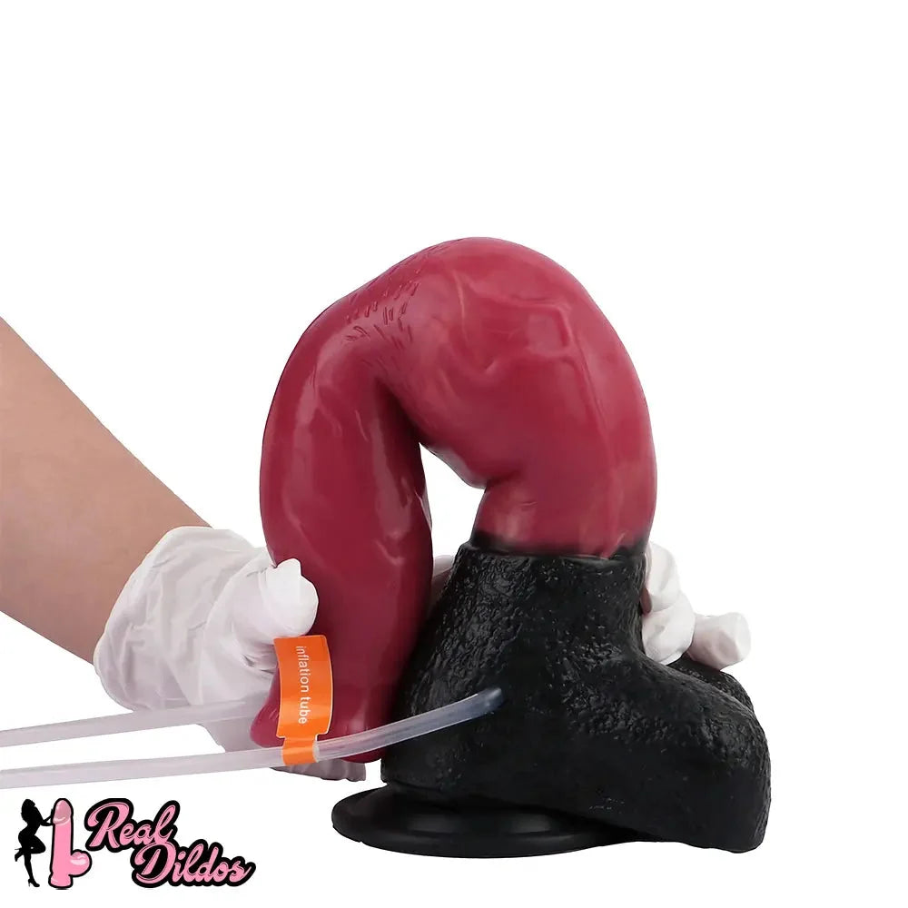 10.98in Dog Knot Ejaculating Inflatable Soft Silicone Dildo For Women