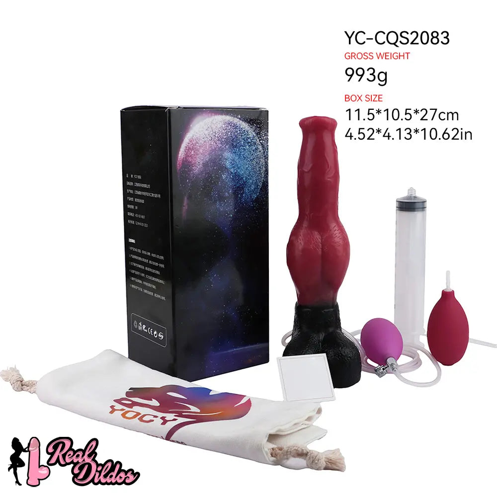10.98in Dog Knot Ejaculating Inflatable Soft Silicone Dildo For Women