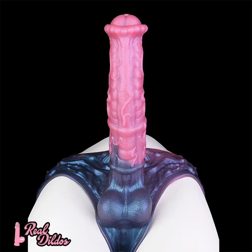 11.02in Horse Cock Hollow Soft Dildo Leather Panty Lifelike Penis Sheath