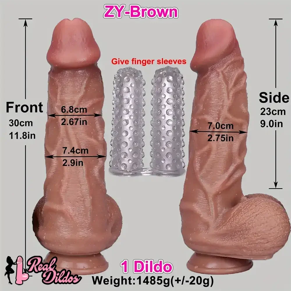 11.8in Thick Realistic Veins Huge Soft Dildo Double-layer Silicone Cock