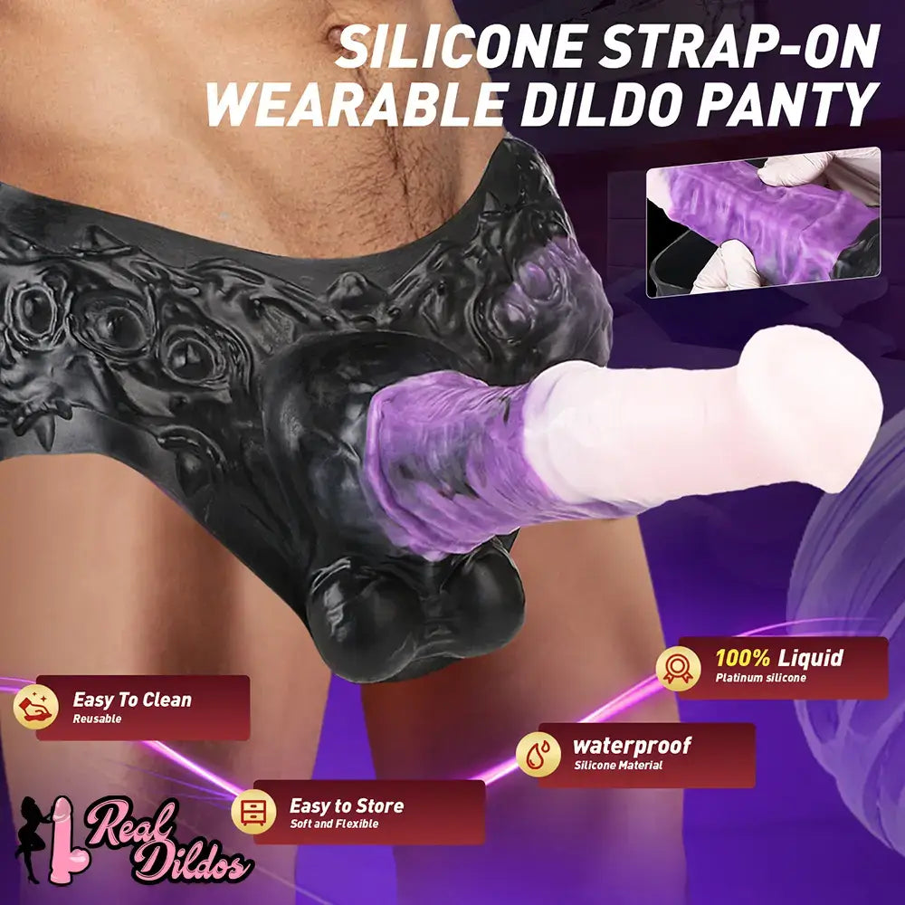 10.35in Silicone Strap-on Wearable Dildo Panty Horse Animal Hollow Design