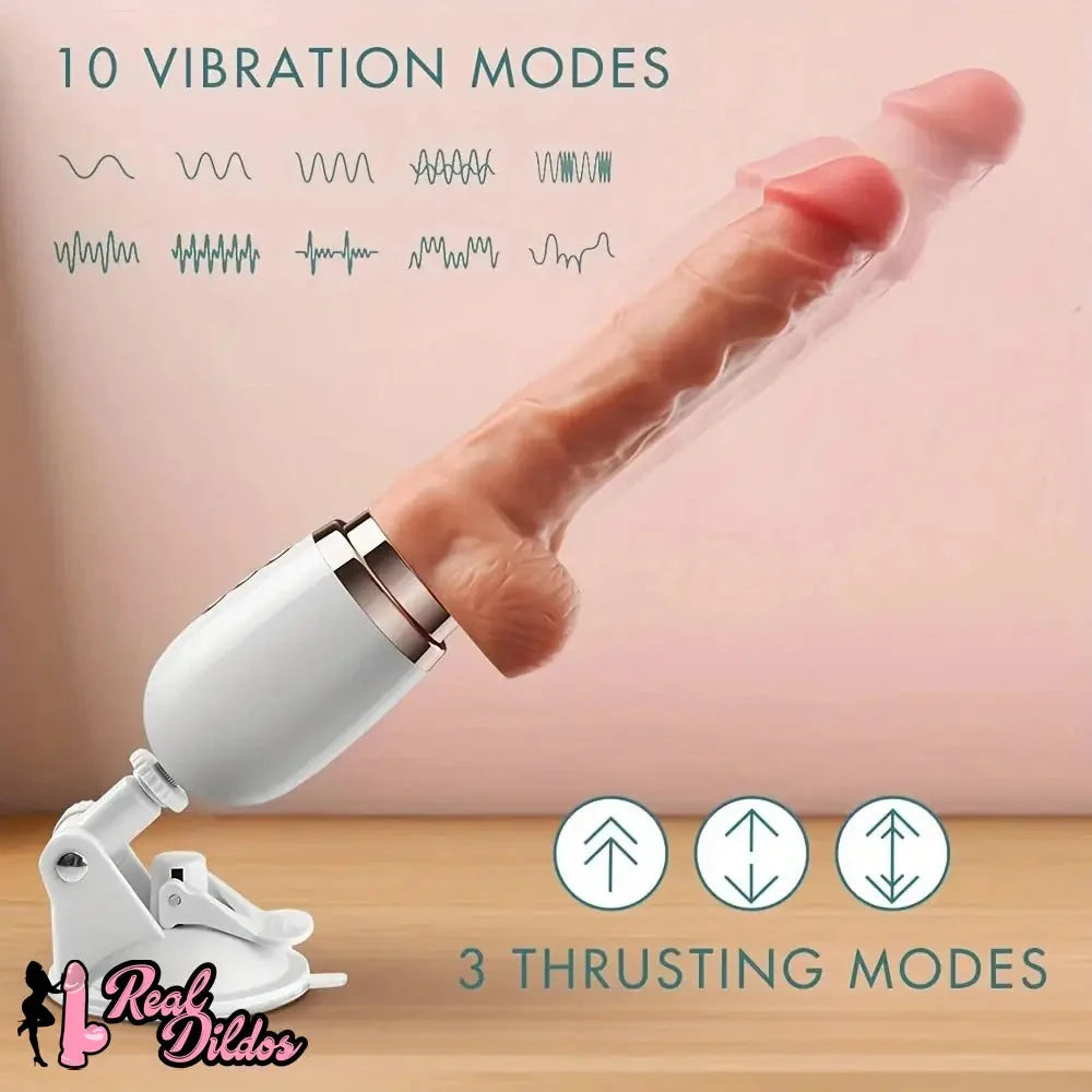 10.6in Realistic Thrusting Dildo Vibrator with Handle Sucker Sex Machine