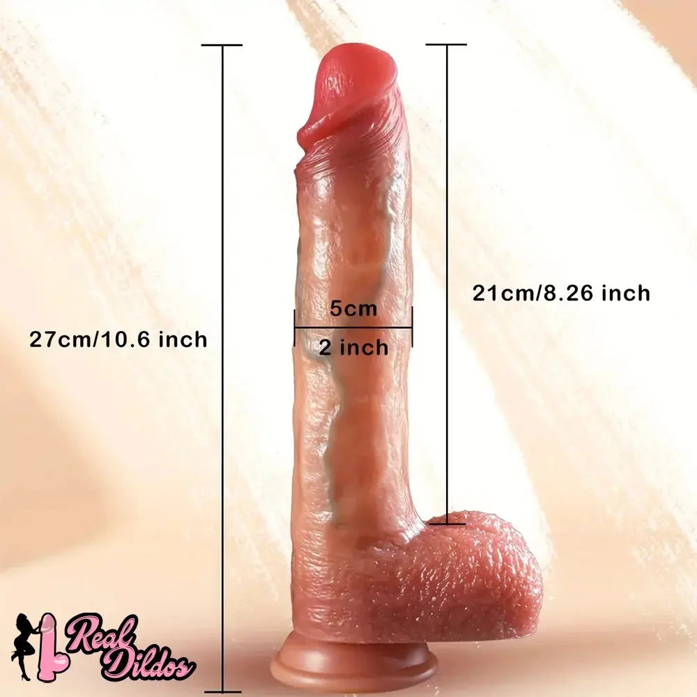 10.6in Realistic Movable Foreskin Sliding Silicone Penis Big Dildo For Women