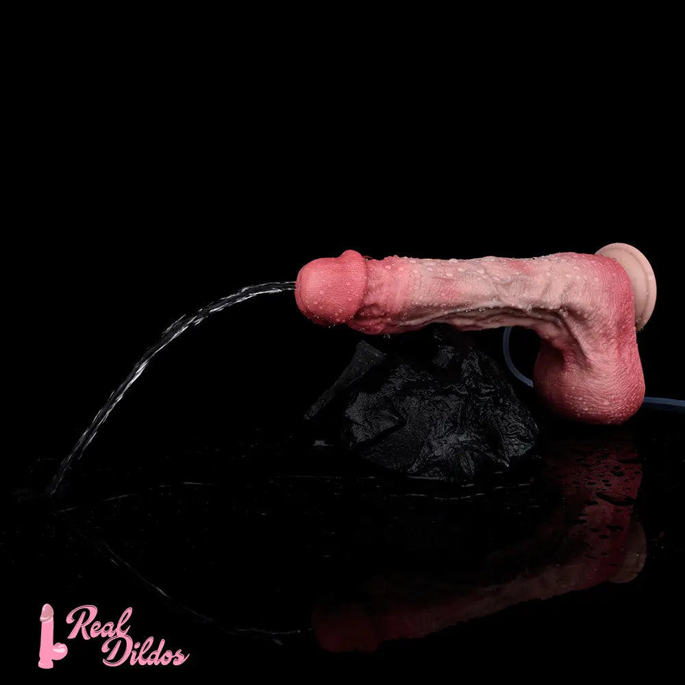 10.12in Couple Sex Game Toy Dual Density Silicone Ejaculating Dildo