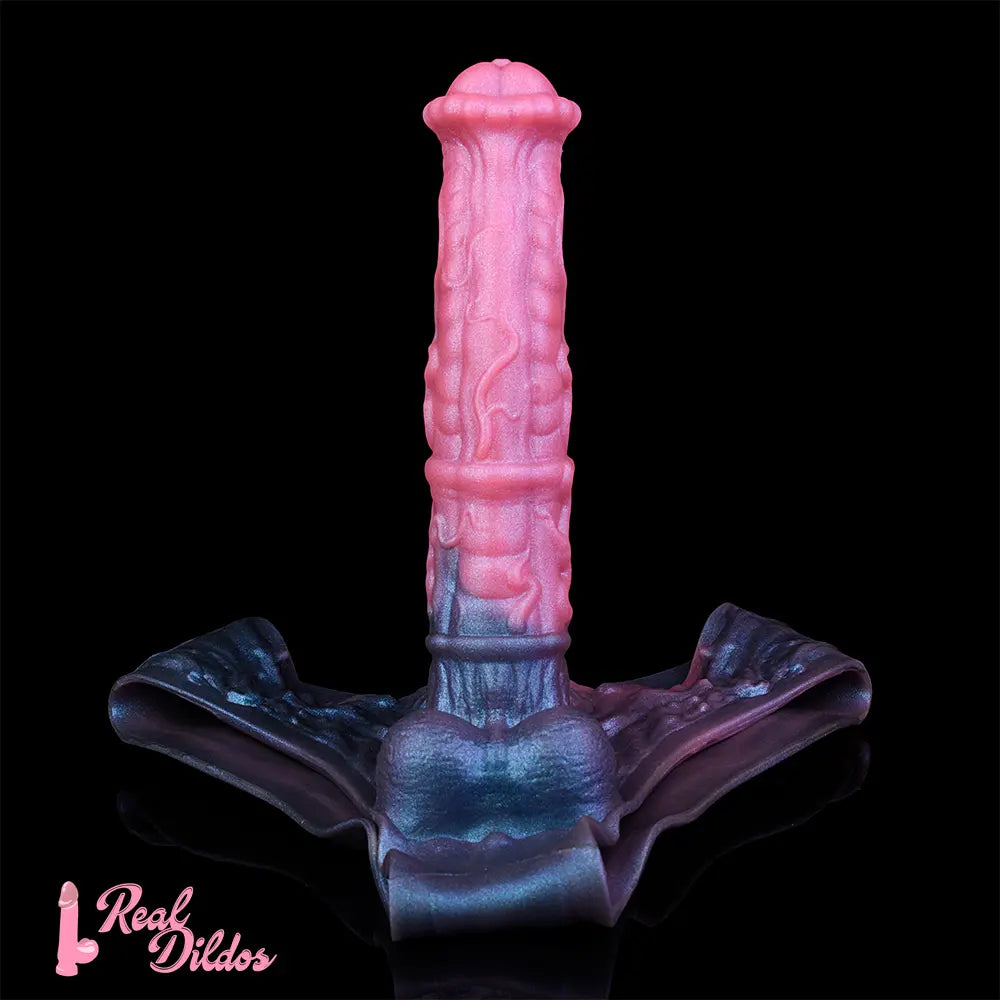 11.02in Horse Cock Hollow Soft Dildo Leather Panty Lifelike Penis Sheath