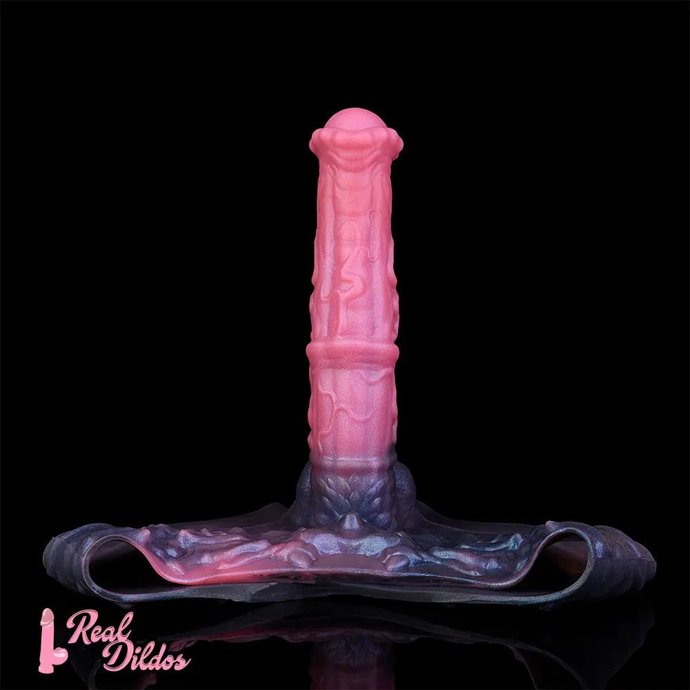 11.02in Horse Cock Hollow Soft Dildo Leather Panty Lifelike Penis Sheath