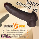 10.13in Uncut Realistic Skin Double Density Silicone Big Dildo Hands-Free Use