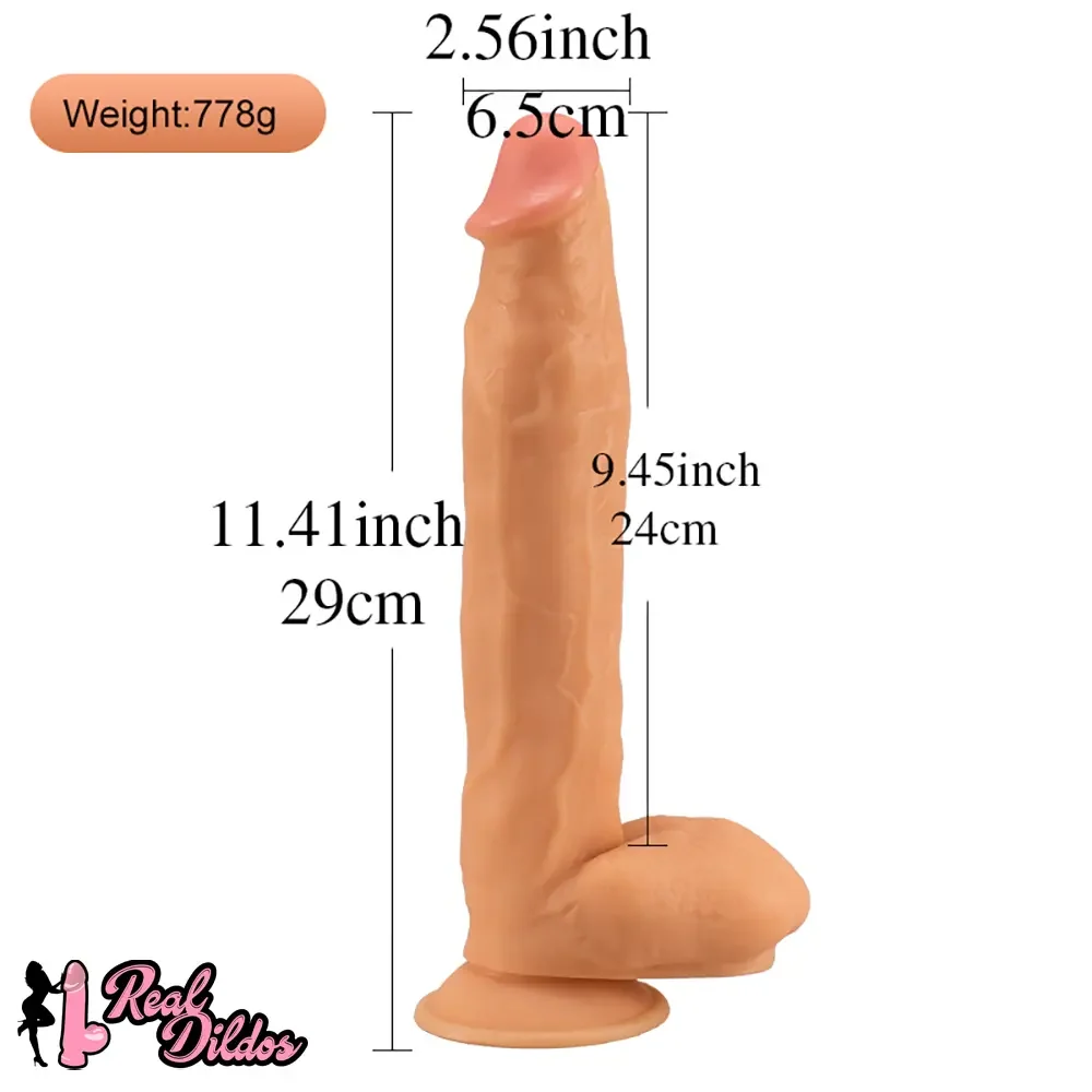 11.41in Large Real PVC Skin Adult Love Dildo For Women Men Sex Toy