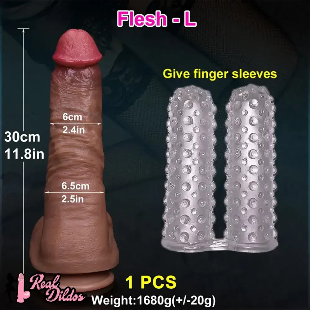11.8in Huge Soft Lifelike Realistic Skin Thick Cock Double Layer Dildo