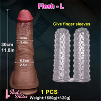 11.8in Huge Soft Lifelike Realistic Skin Thick Cock Double Layer Dildo