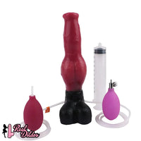 10.98in Dog Knot Ejaculating Inflatable Soft Silicone Dildo For Women