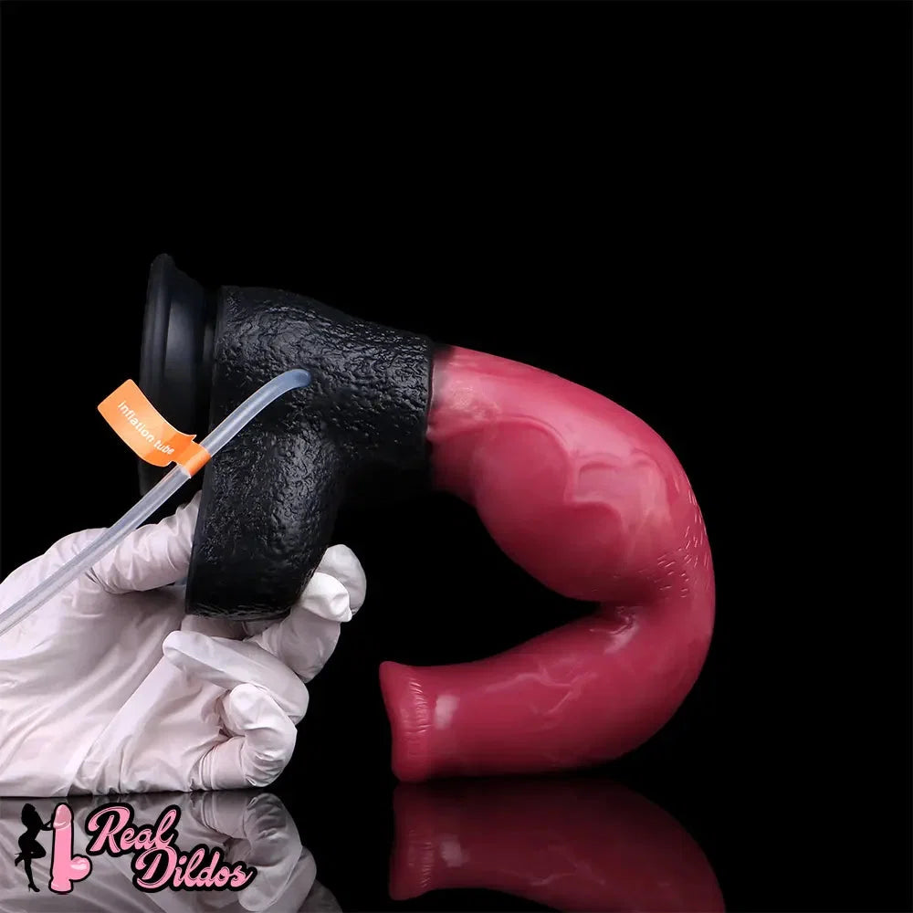 10.98in Dog Knot Ejaculating Inflatable Soft Silicone Dildo For Women