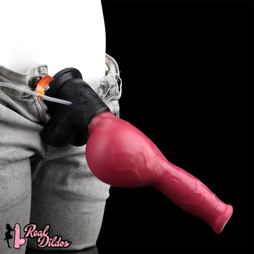 10.98in Dog Knot Ejaculating Inflatable Soft Silicone Dildo For Women