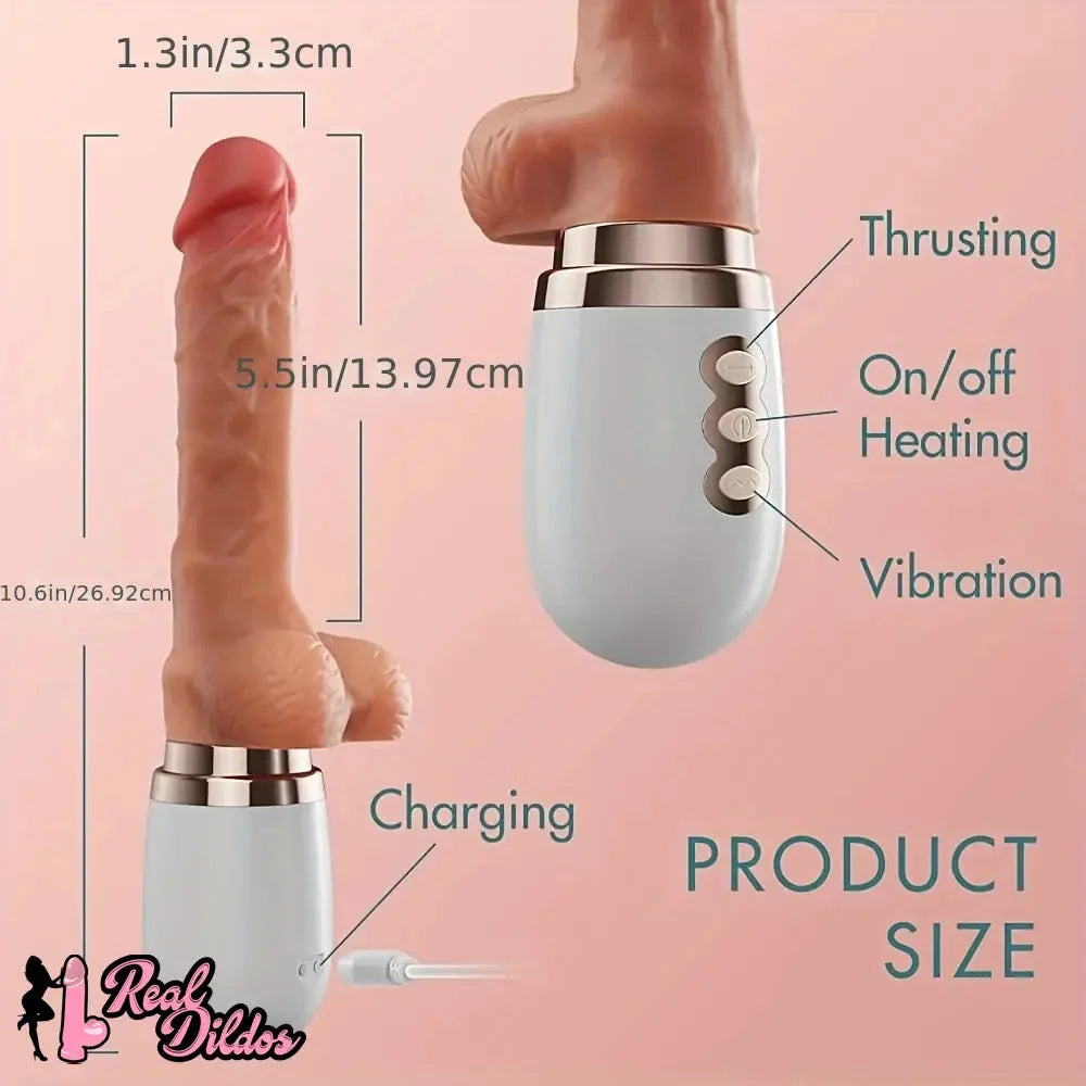 10.6in Realistic Thrusting Dildo Vibrator with Handle Sucker Sex Machine