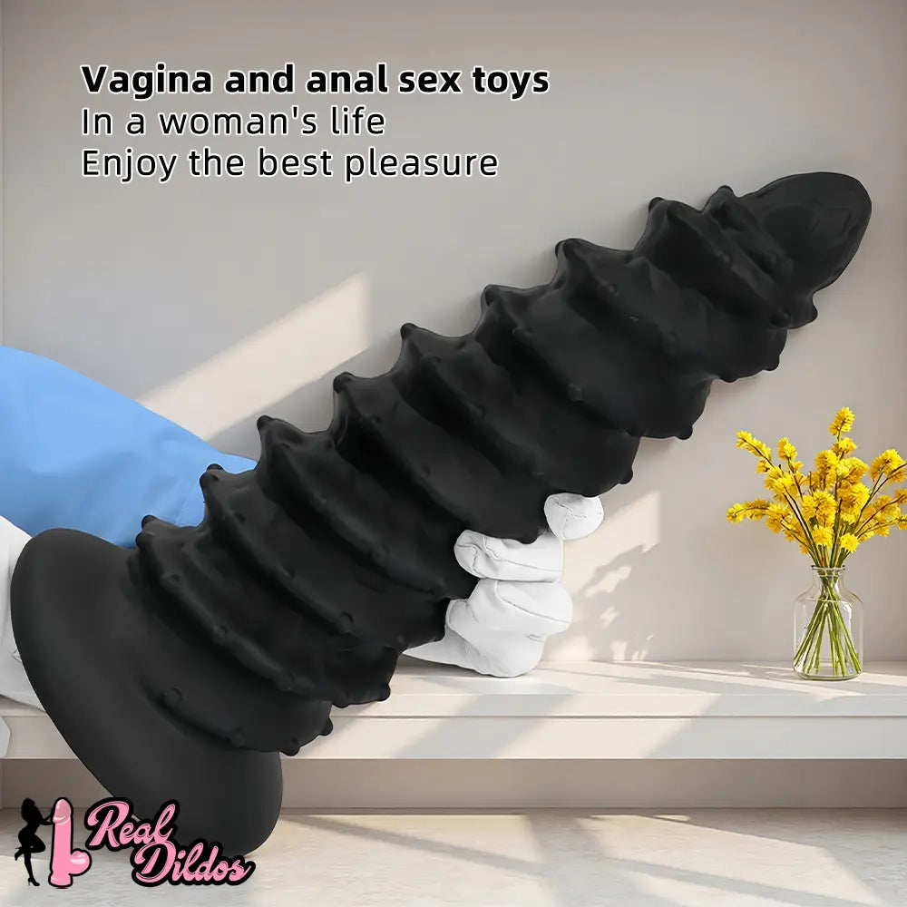 10.43in 12in 14.17in Extra-Large Long Threaded Silicone Sharp Head Dildo