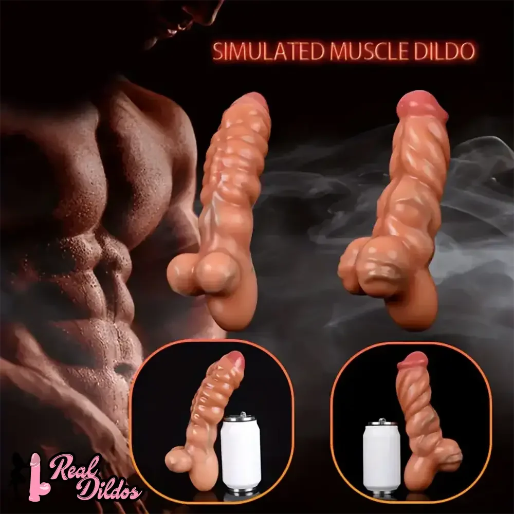 10.26in 10.59in Lifelike Liquid Silicone Large Fantasy Dildo Muscle Lines