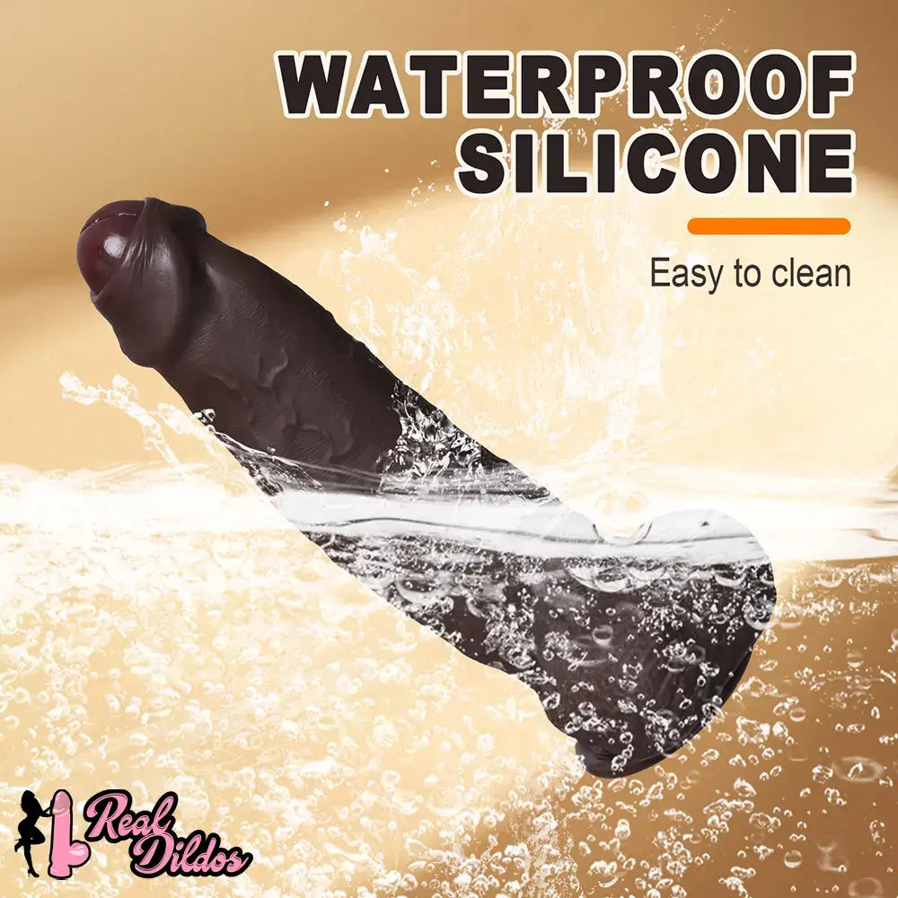 10.13in Uncut Realistic Skin Double Density Silicone Big Dildo Hands-Free Use