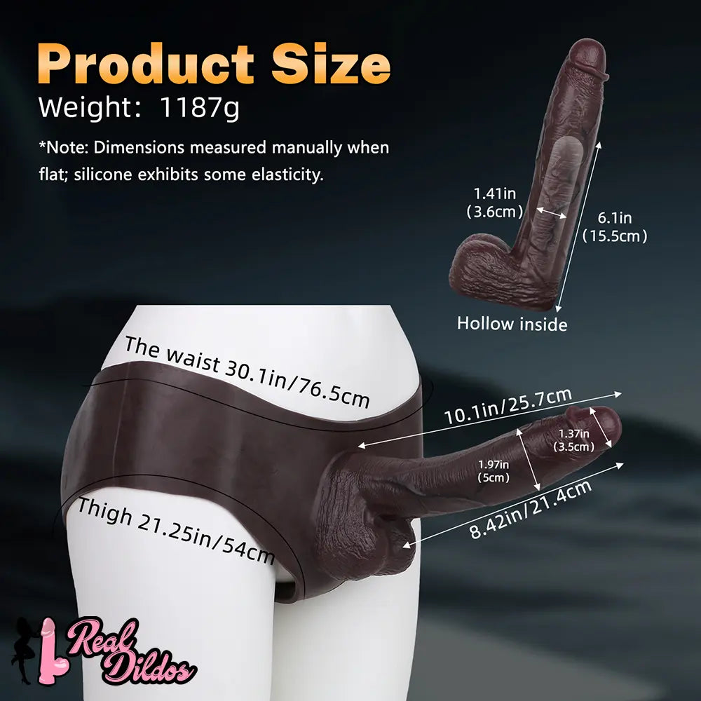 10.1in Hollow Strap on Dildo Panty For G-Spot Vaginal & Anal Stimulation