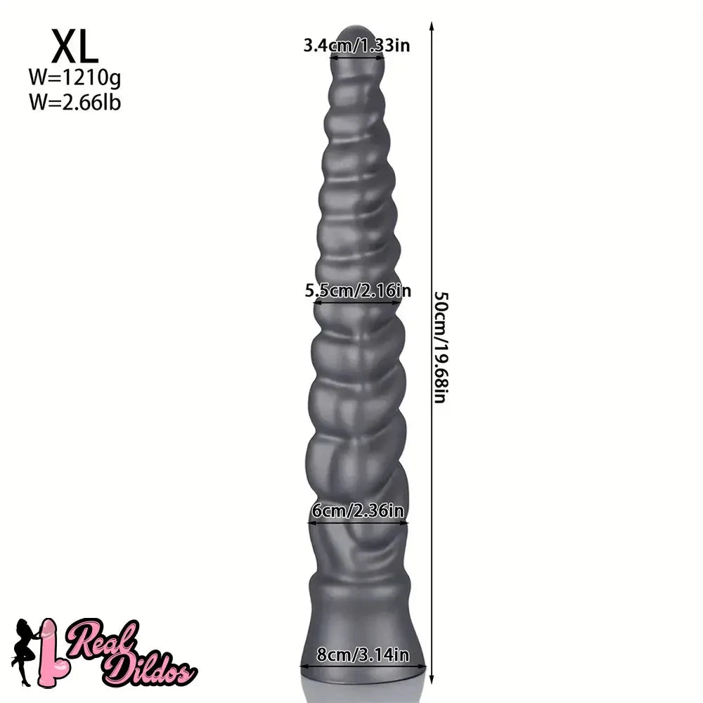 13.77in 15.74in 17.71in 19.68in Long Screw Anal Whip Huge BDSM Soft Dildo