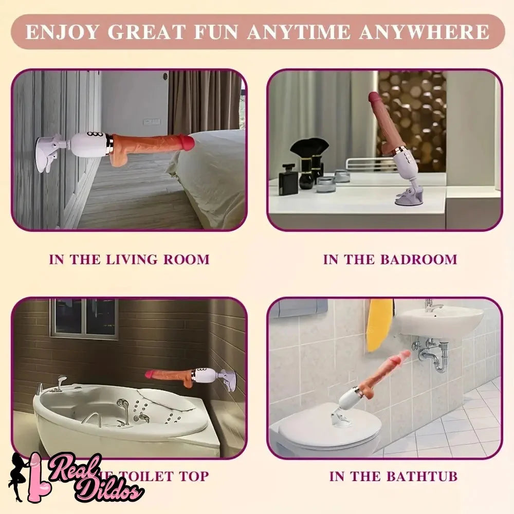 10.6in Realistic Thrusting Dildo Vibrator with Handle Sucker Sex Machine