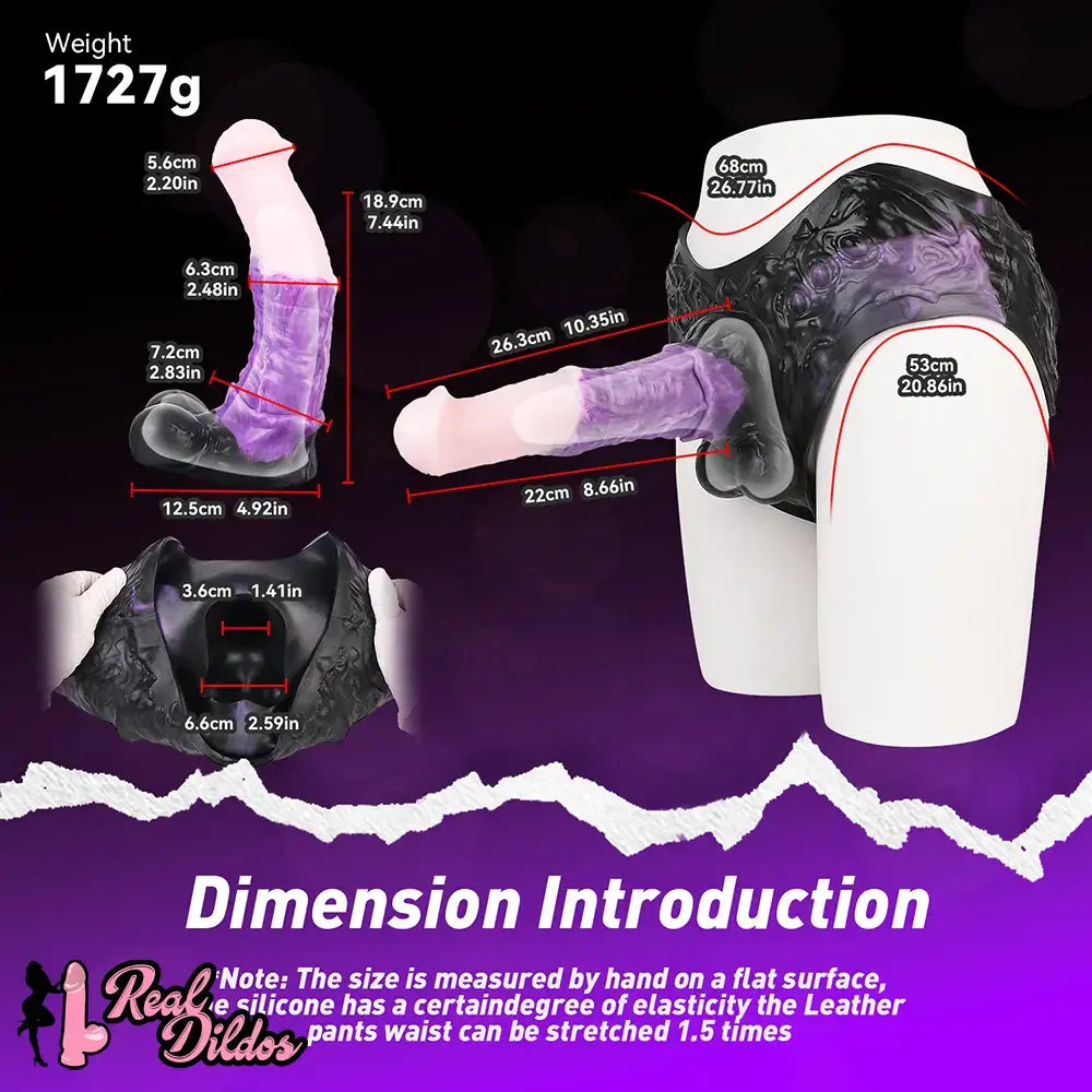 10.35in Silicone Strap-on Wearable Dildo Panty Horse Animal Hollow Design