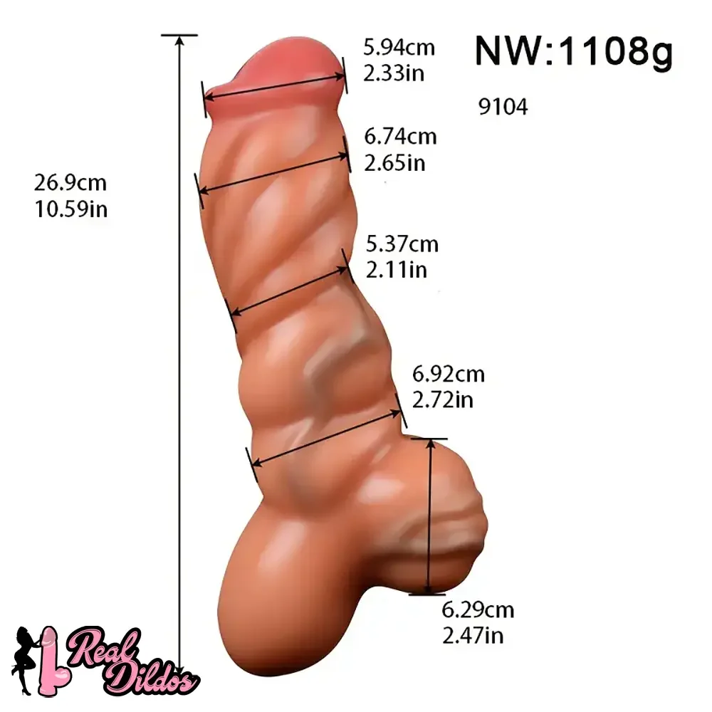 10.26in 10.59in Lifelike Liquid Silicone Large Fantasy Dildo Muscle Lines
