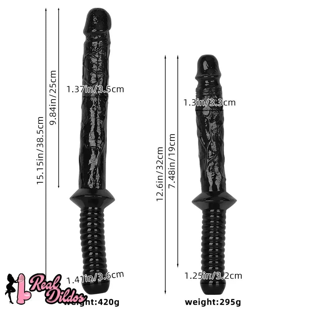 12.6in 15.15in Big PVC Sword Dildo With handle Anal Masturbator For Men