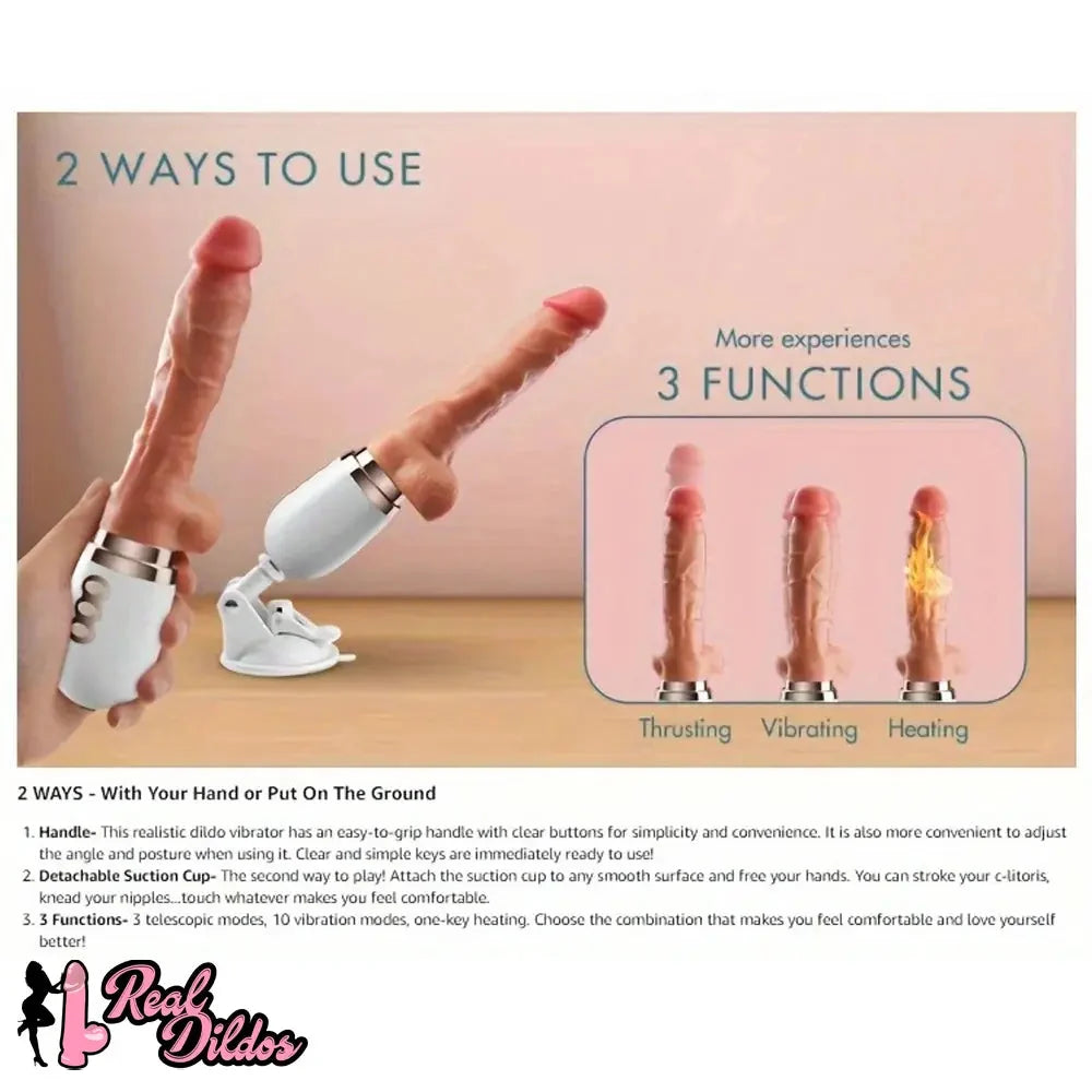 10.6in Realistic Thrusting Dildo Vibrator with Handle Sucker Sex Machine