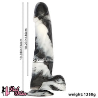 13.38in Black White Mixed Color PVC Extra Huge Long Thick Women Dildo