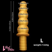10.62in 14.56in Gold Silicone Anal Plug Dildo With Handle For Love