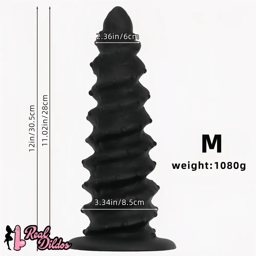 10.43in 12in 14.17in Extra-Large Long Threaded Silicone Sharp Head Dildo
