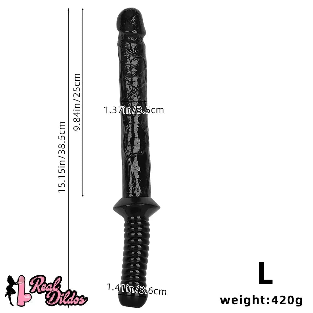 12.6in 15.15in Big PVC Sword Dildo With handle Anal Masturbator For Men