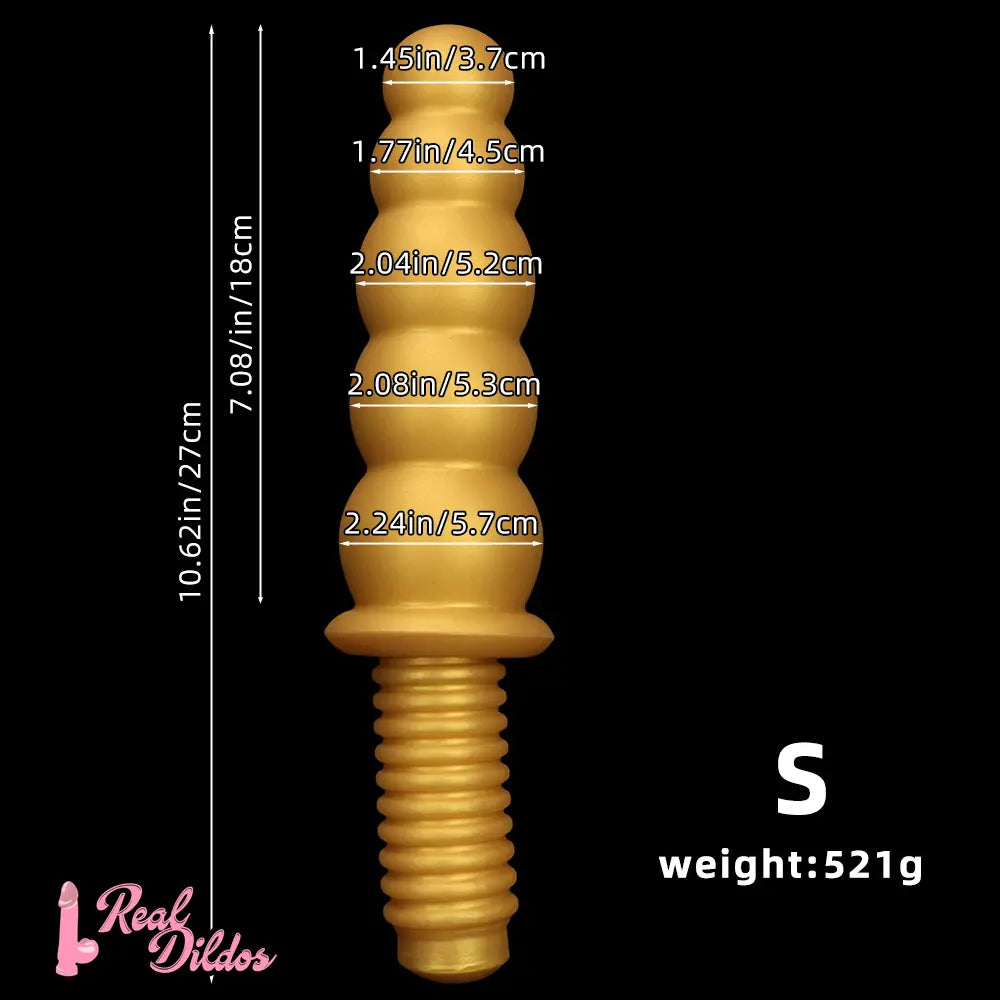 10.62in 14.56in Gold Silicone Anal Plug Dildo With Handle For Love