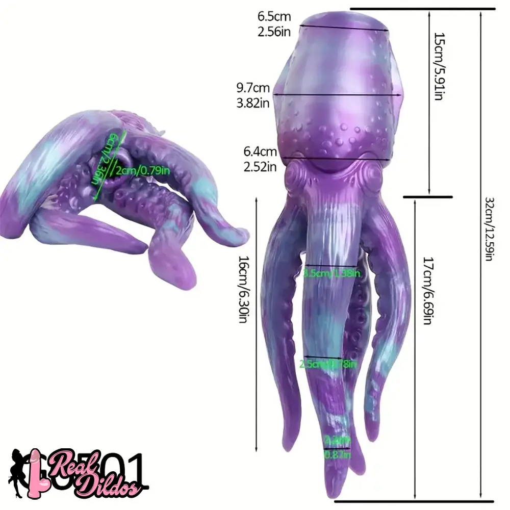 12.59in Octopus Anal Plug Silicone Tentacle Big Dildo Soft Masturbator