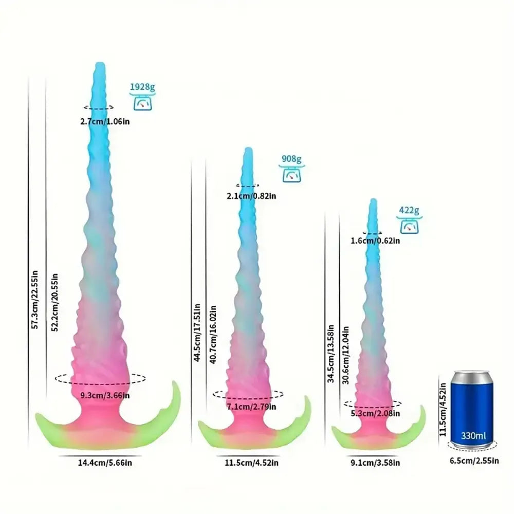 13.58in 17.51in 22.55in Super Long Big Octopus Spiral Silicone Dildo