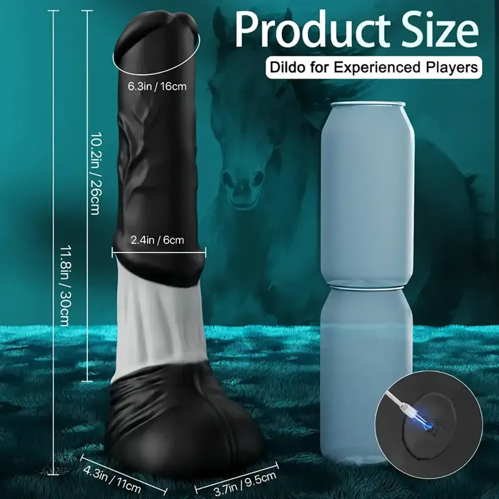 11.8in Silicone Vibrating Thrusting Horse Cock Soft Big Dildo For Women