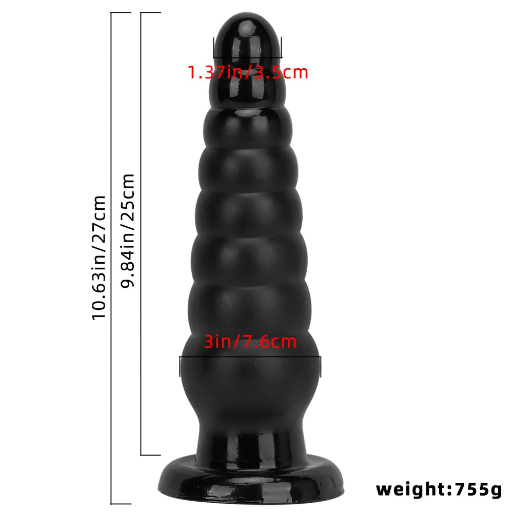 10.63in Realistic Big PVC Black Dildo Butt Plug For Anal Expansion