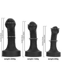 10.63in 12.6in 13.77in Silicone Big Soft Curved Black Dildo With Mushroom Head