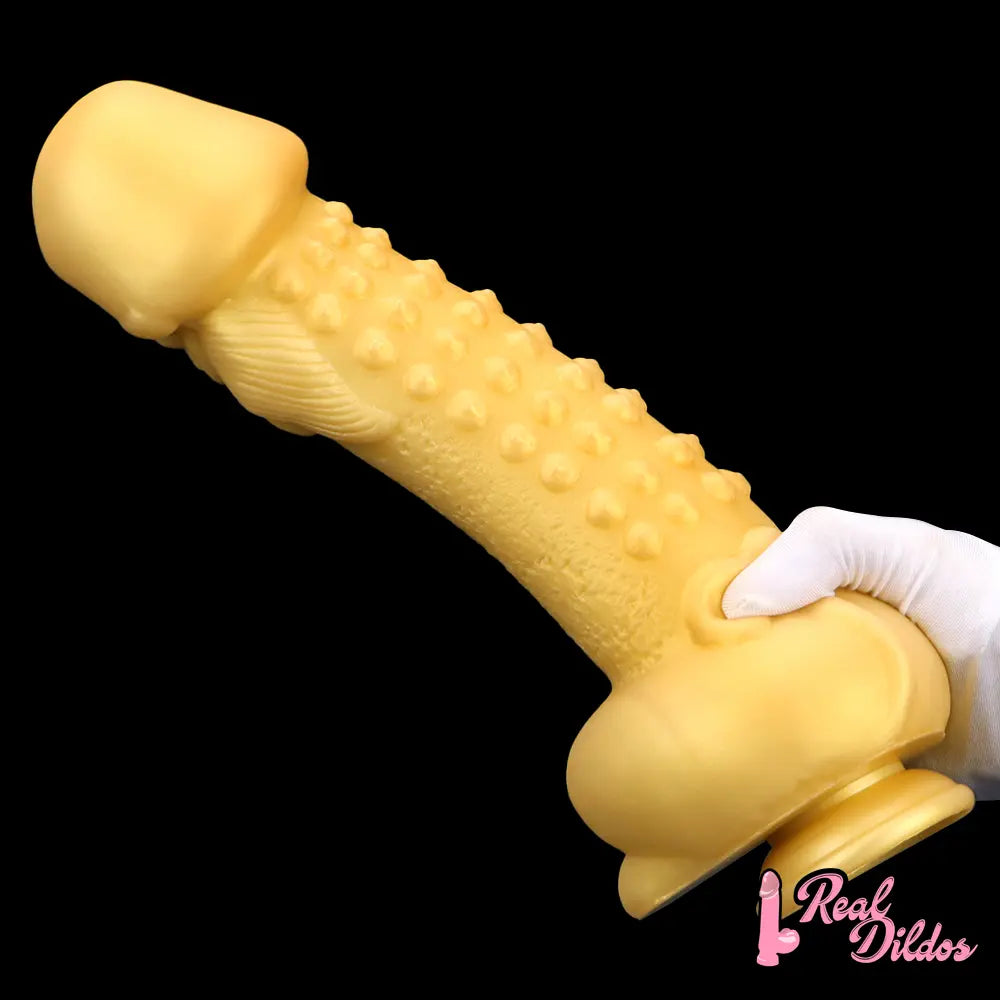 11.8in Liquid Large Soft Silicone Fantasy Thick Gold Anal Dildo