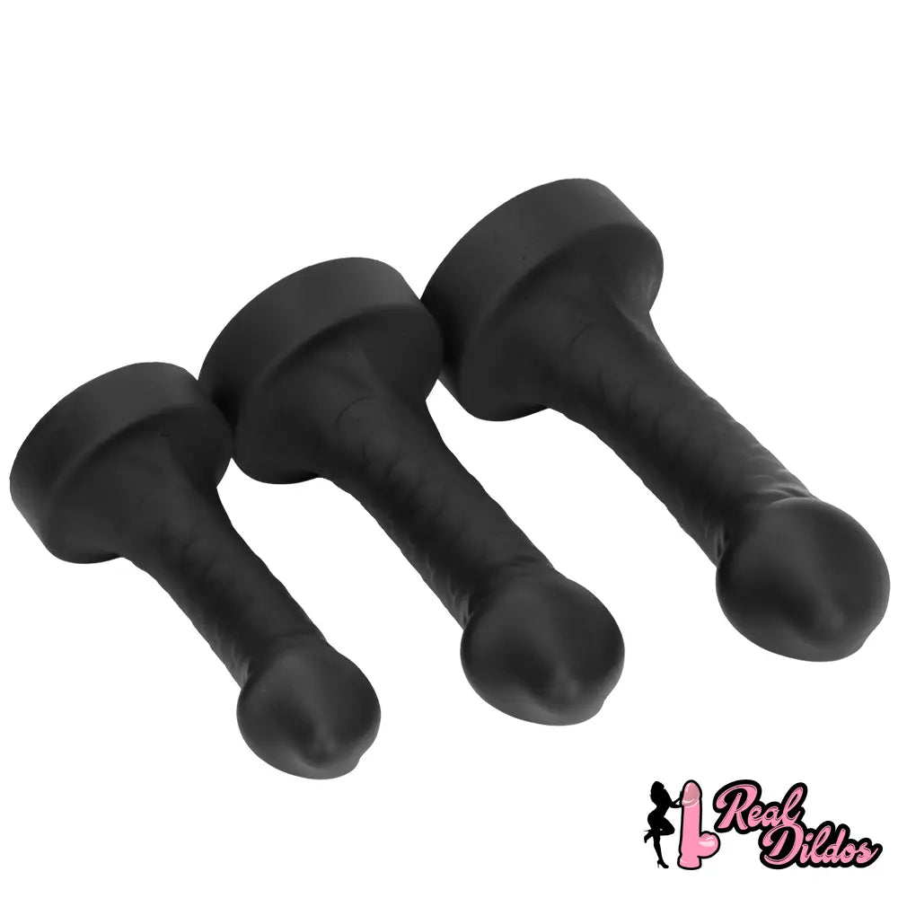 10.63in 12.6in 13.77in Silicone Big Soft Curved Black Dildo With Mushroom Head