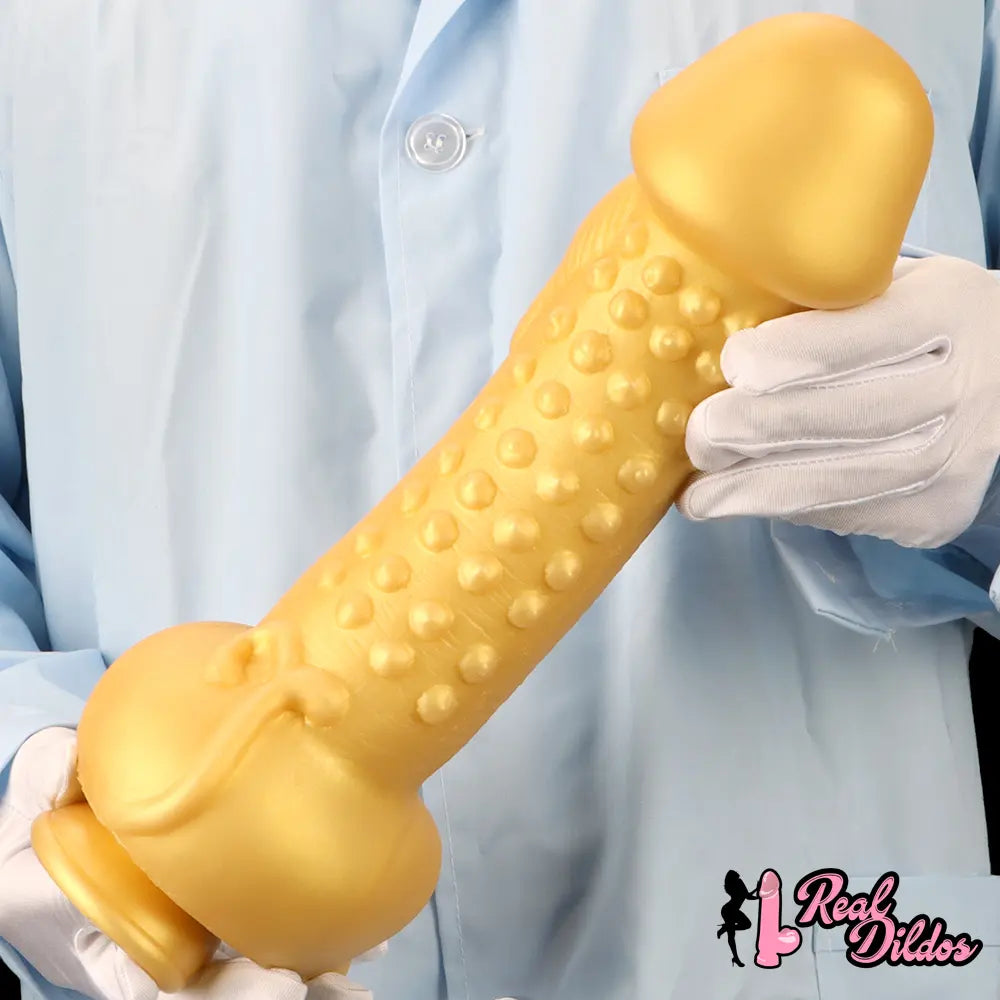 11.8in Liquid Large Soft Silicone Fantasy Thick Gold Anal Dildo