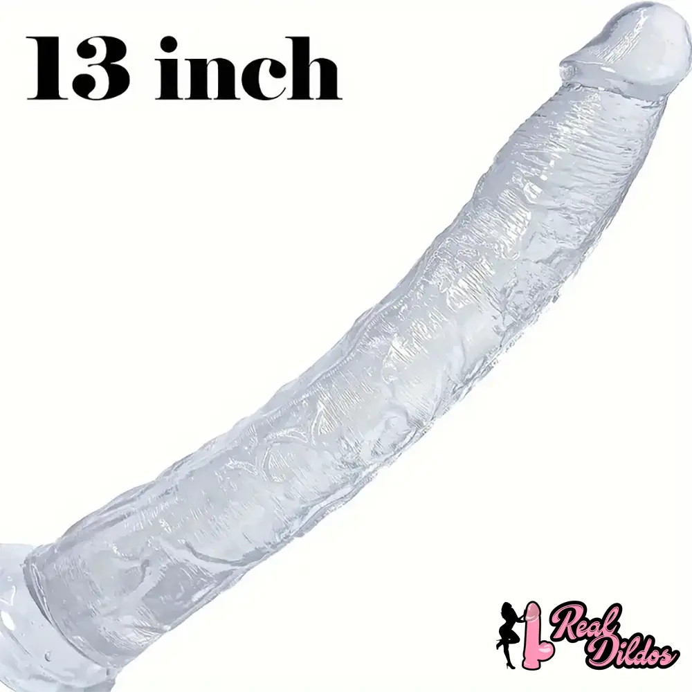 13.4in Lifelike Large Long Jelly Dildo With Balls-Free Small Glans