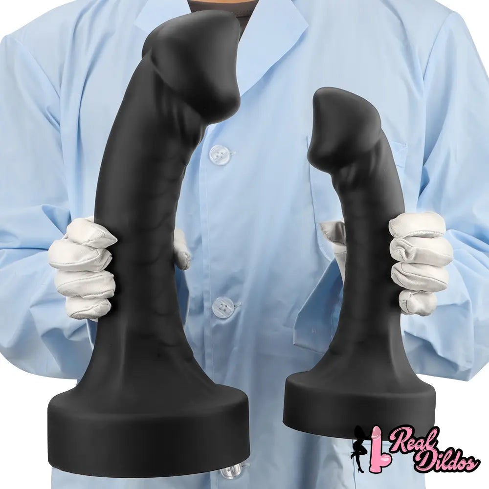 10.63in 12.6in 13.77in Silicone Big Soft Curved Black Dildo With Mushroom Head